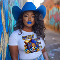 Blue and Gold Boots on the ground no poodle