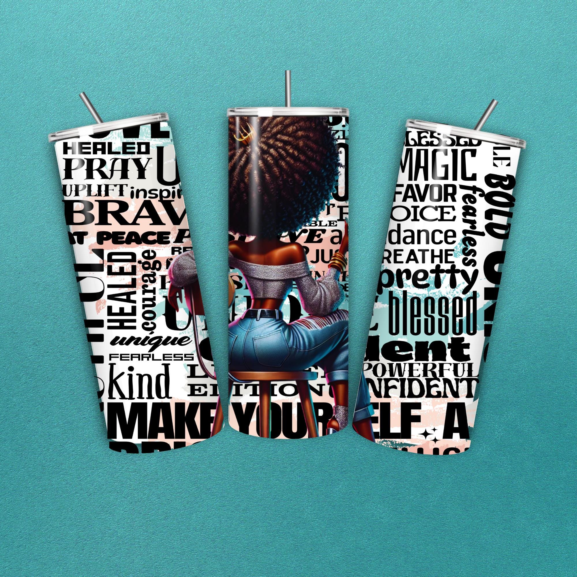 Motivational African American Woman Graffiti Art PNG (Digital Download)