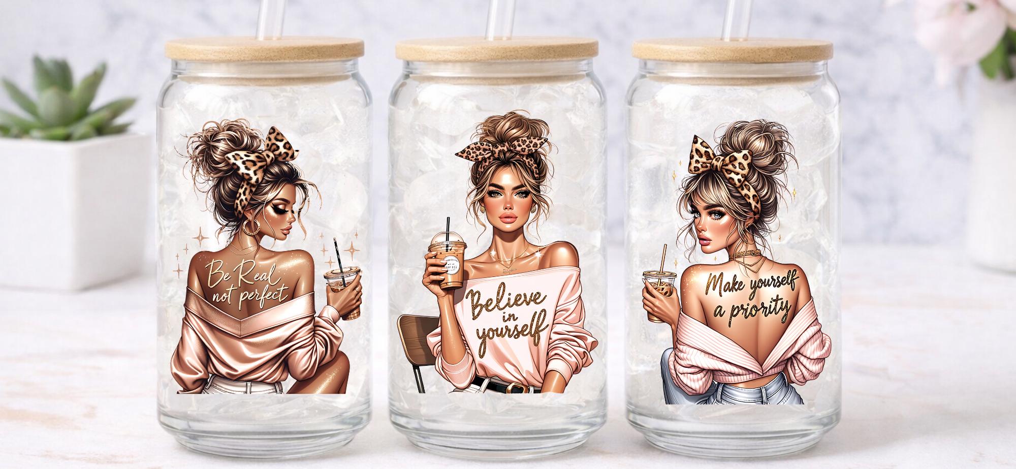 UV DTF Transfers Motivational Women, Blush tumbler transfers, journal transfers, cup transfers, mug transfers, glasses and a lot more