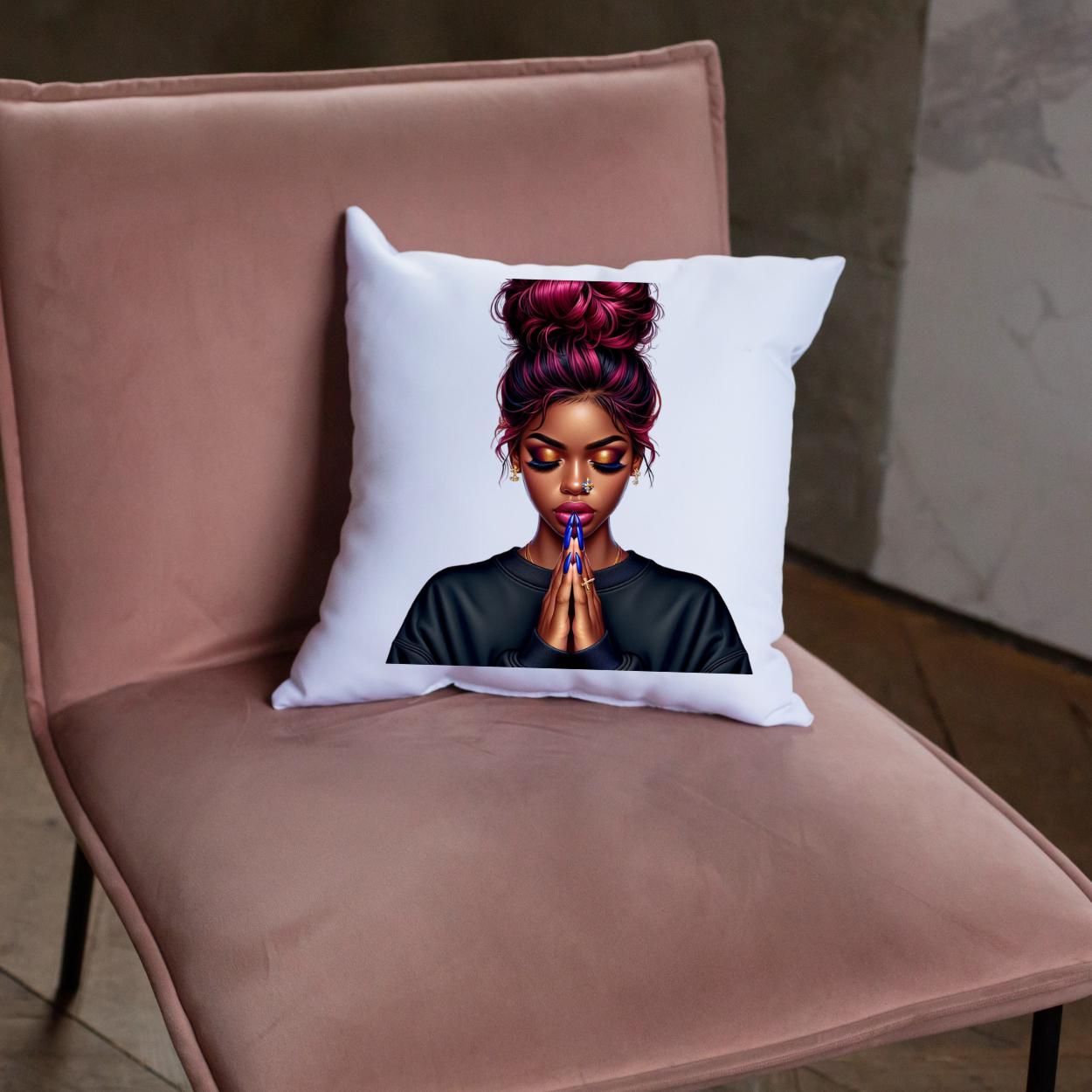 Vibrant African American praying women, cross, journal, tumbler, Messy bun and  blue and yellow roses, bags, mug, PNG digital