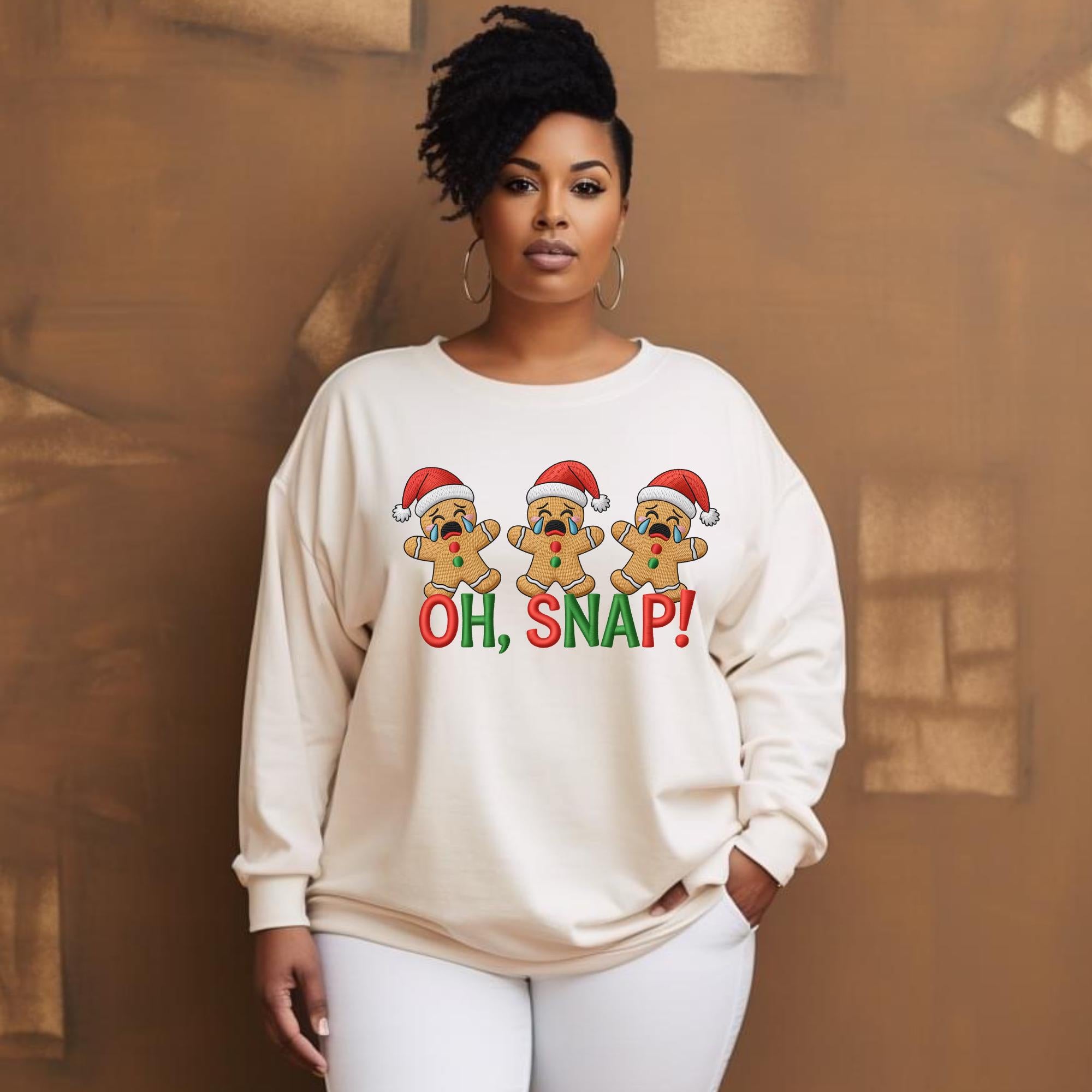 Oh Snap Png, Oh Snap Faux Embroidery png,  Christmas Gingerbread Png, Merry Christmas Png, Funny Gingerbread Png (Digital Download)