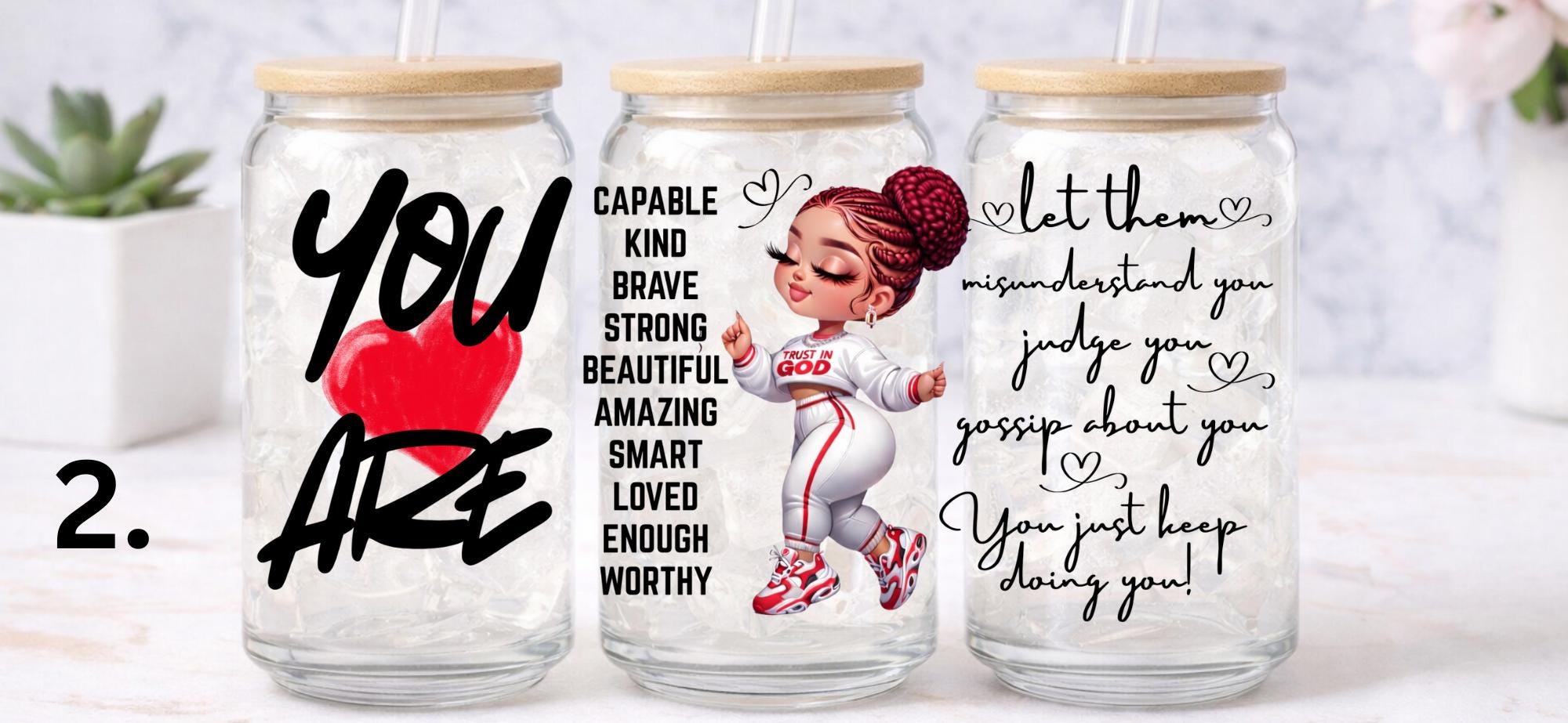 UV DTF Confident Woman Bundle 1, Trust God transfer, cup wraps glass tumblers