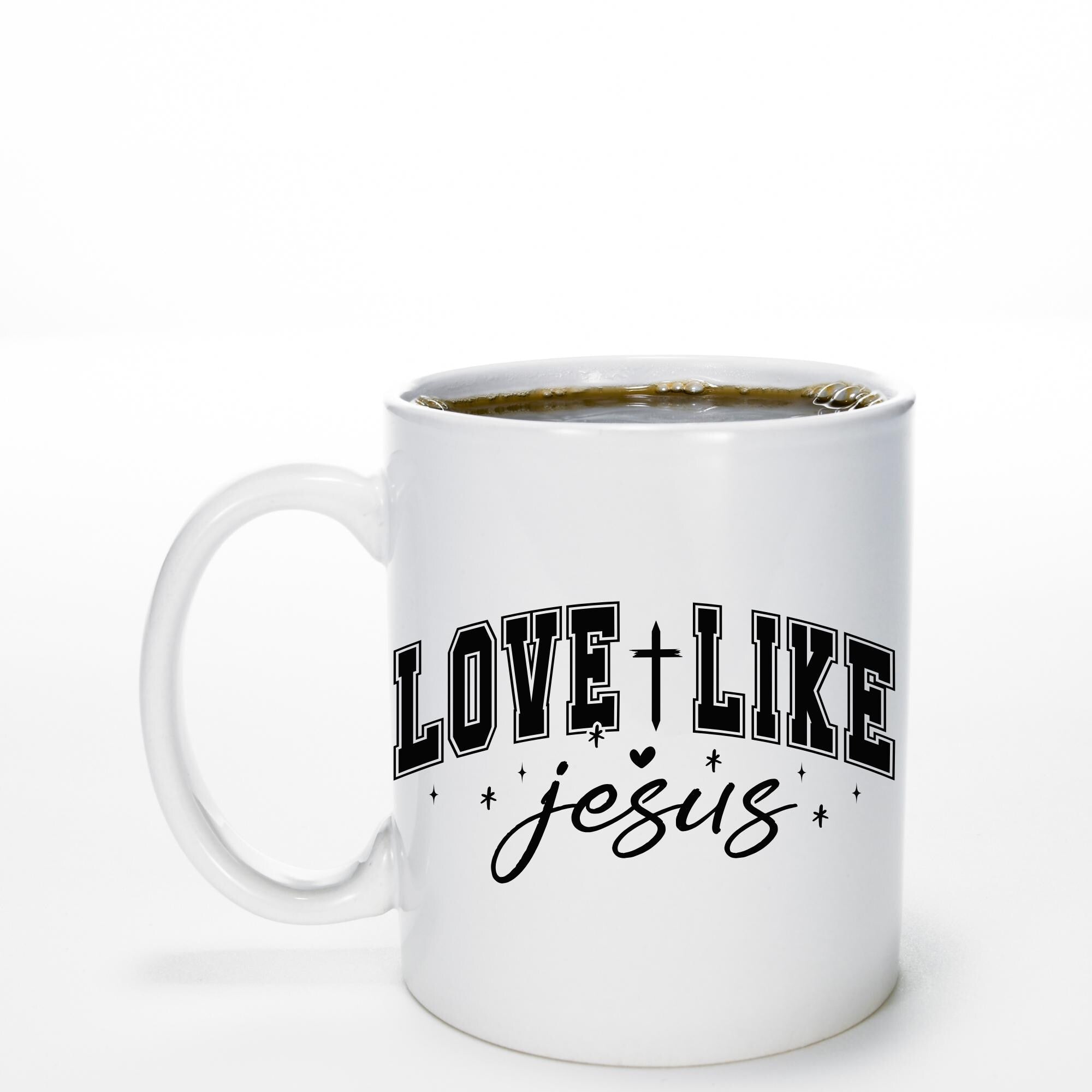He fills my cup, spiritual words "Overflow Blessings".  Christian, spiritual PNG black script font
