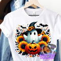 Ghost png, UVDTF, Sublimation Design Digital Download, Ghost with Black witch hat png, Halloween png, Ghost png, Cute Ghost, Pumpkin, BOO