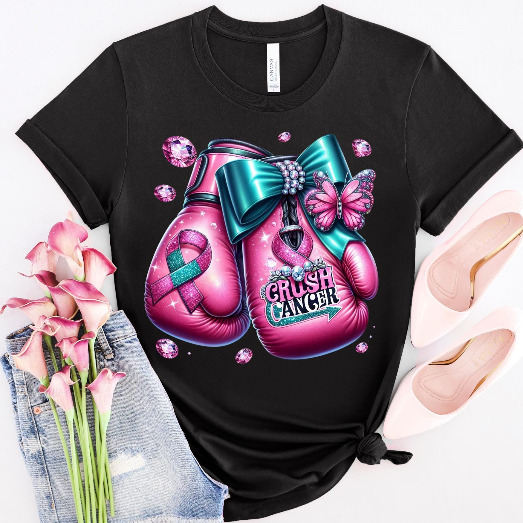 Awareness Breast Cancer Png, Pink  Teal Crush Cancer png, crush cancer boxing gloves, knock out cancer png, pink cancer tumbler png,