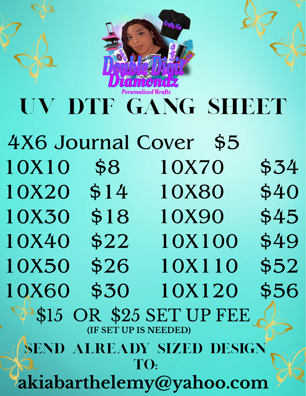 Custom UV DTF Gang Sheet Transfers, Your Image Decals, Hard Surface Stickers