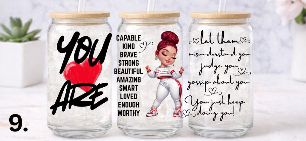 UV DTF Confident Woman Bundle 1, Trust God transfer, cup wraps glass tumblers