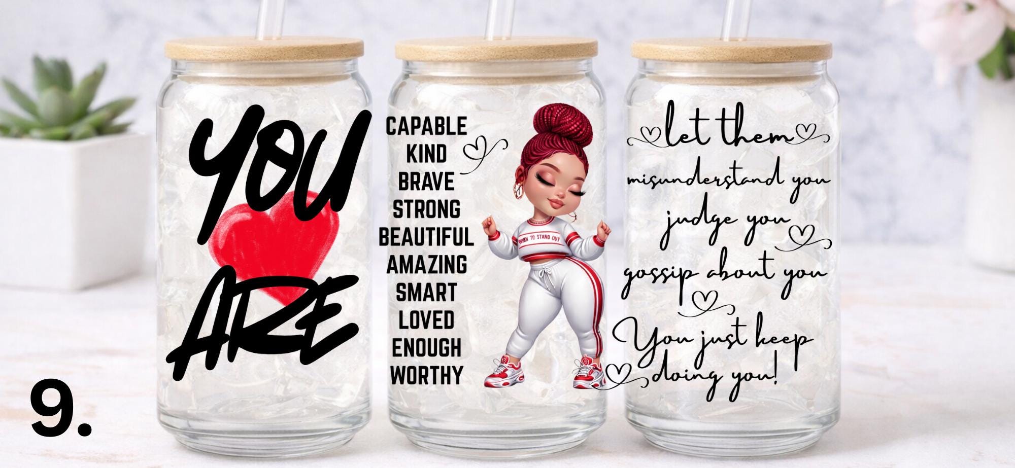 UV DTF Confident Woman Bundle 1, Trust God transfer, cup wraps glass tumblers