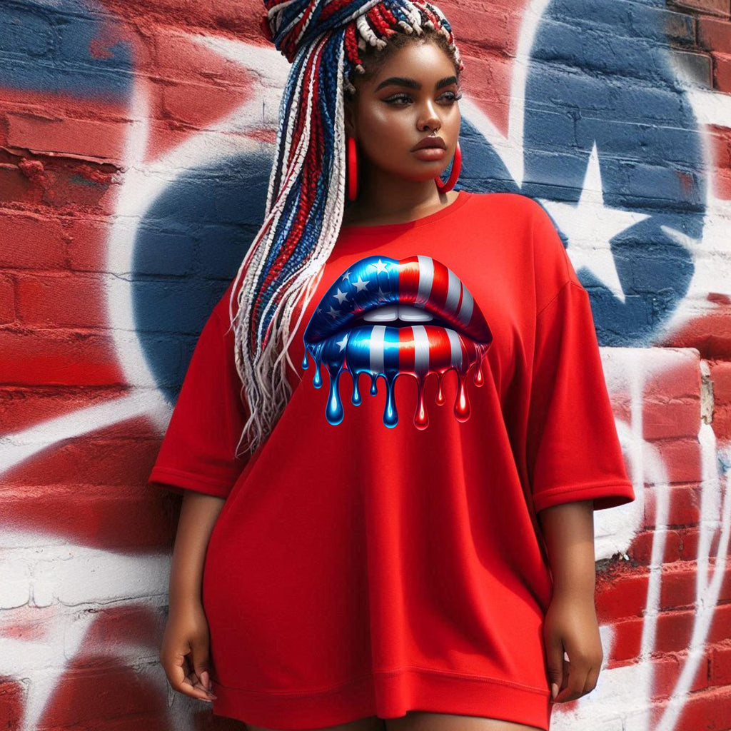 Bundle Red, White and Blue dripping lips.   for shirts, cups,  DTF, UVDTF, Sublimation, png Digital, 4th of July. Juneteenth