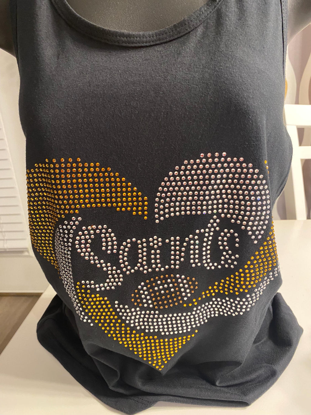 SAINTS  Rhinestone shirt or Tank , heart rhinestone shirt, silver and Gold rhinestone shirt, sparkle shirt, or football rhinestones shirt