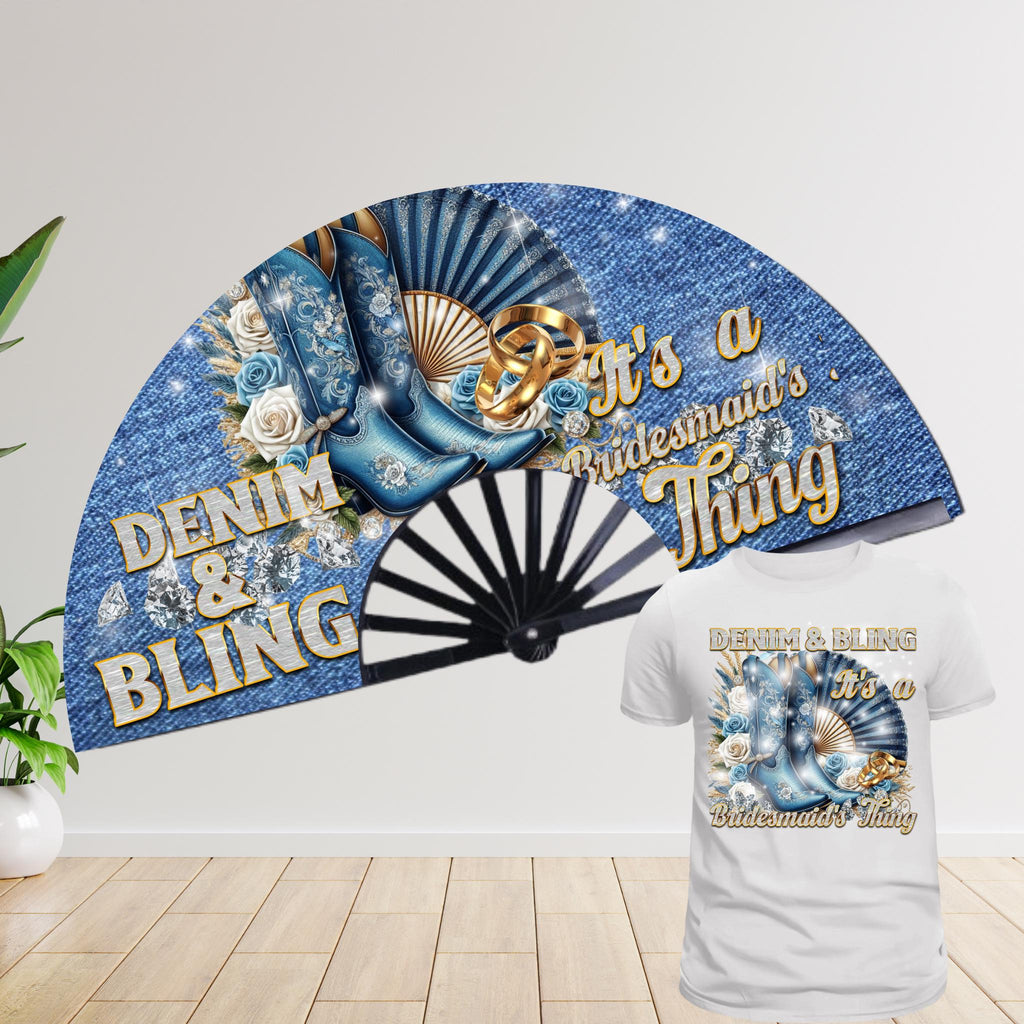 Bride and Bridesmaids Denim Boots Fan and Shirt Designs (PNG Digital Download)