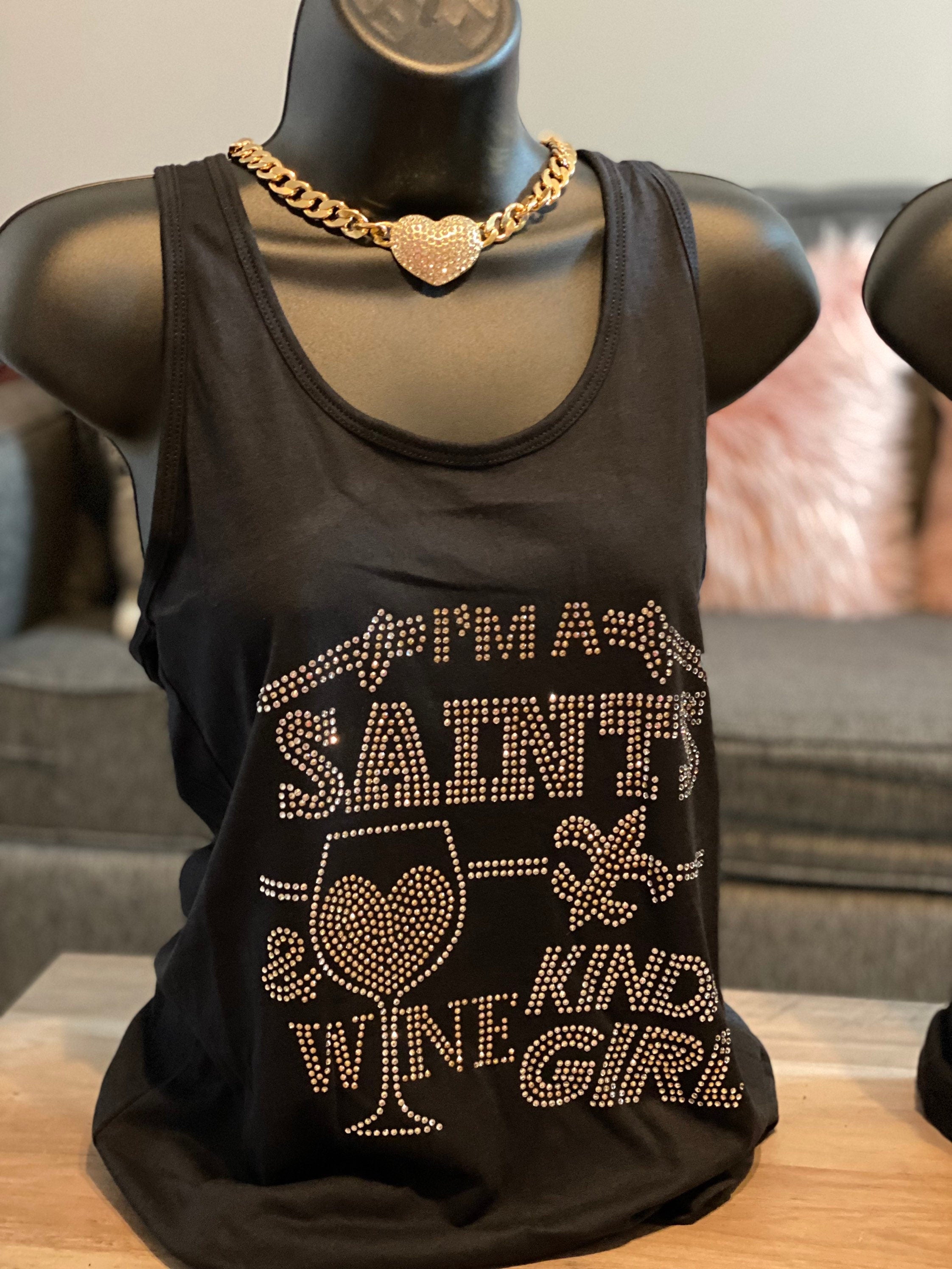 Saints “Wine Kinda Girl” Rhinestone Tee
