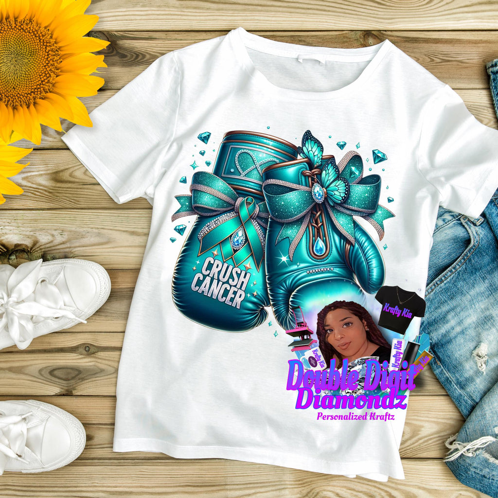 Awareness Bundle Crush Cancer Png, Teal Cancer png, crush cancer boxing gloves, knock out cancer png