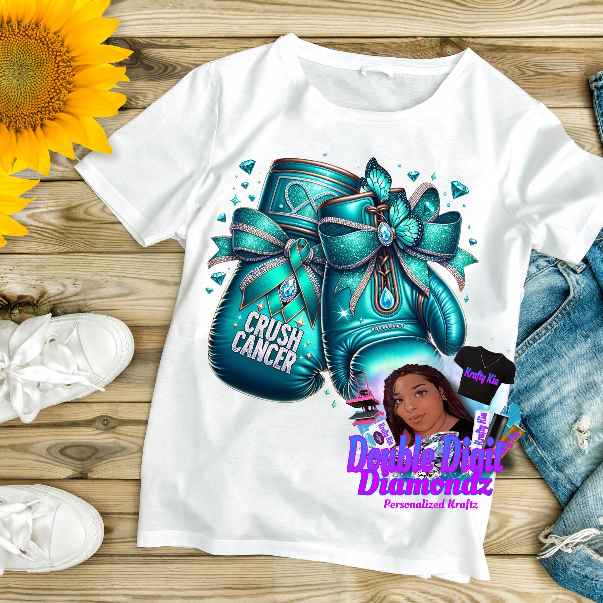Awareness Bundle Crush Cancer Png, Teal Cancer png, crush cancer boxing gloves, knock out cancer png