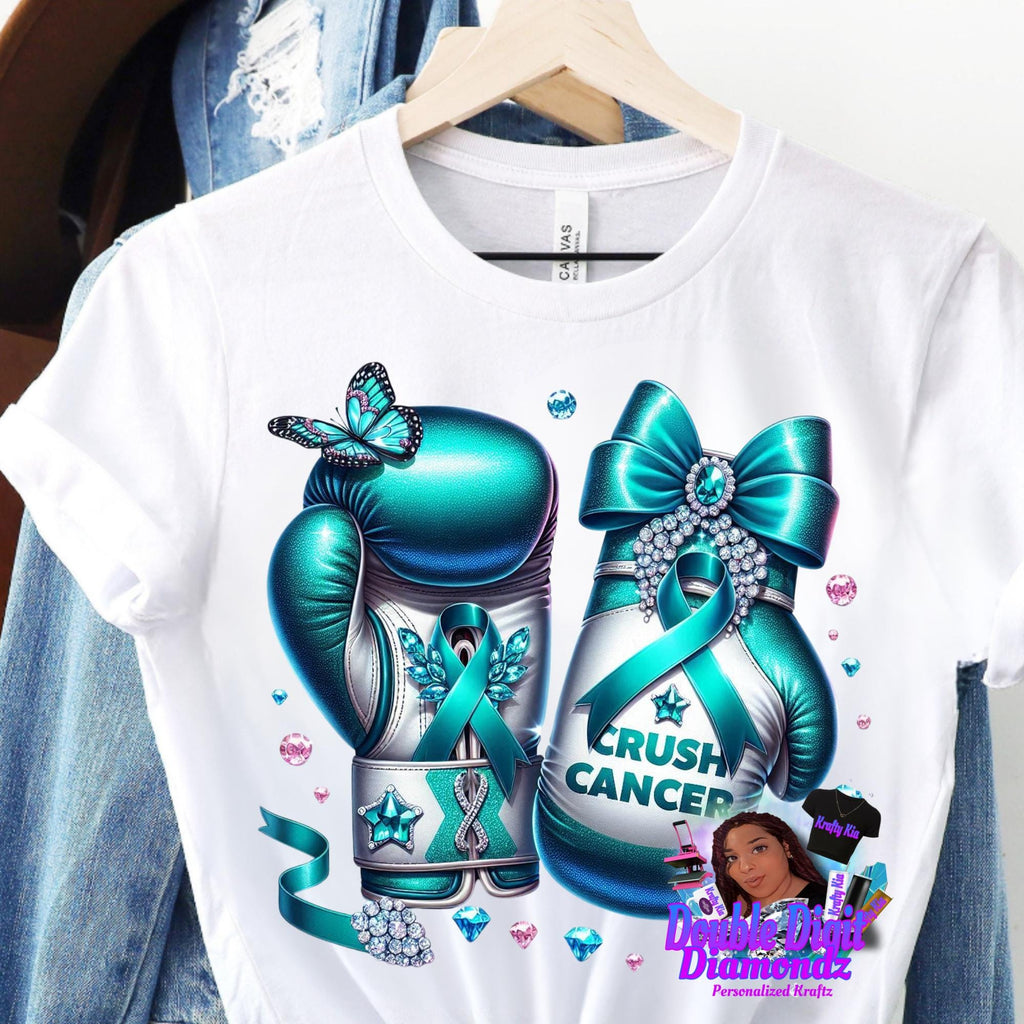Awareness Bundle Crush Cancer Png, Teal Cancer png, crush cancer boxing gloves, knock out cancer png