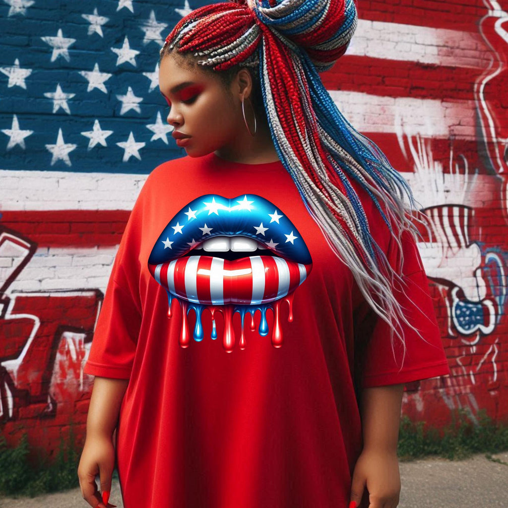 Bundle Red, White and Blue dripping lips.   for shirts, cups,  DTF, UVDTF, Sublimation, png Digital, 4th of July. Juneteenth