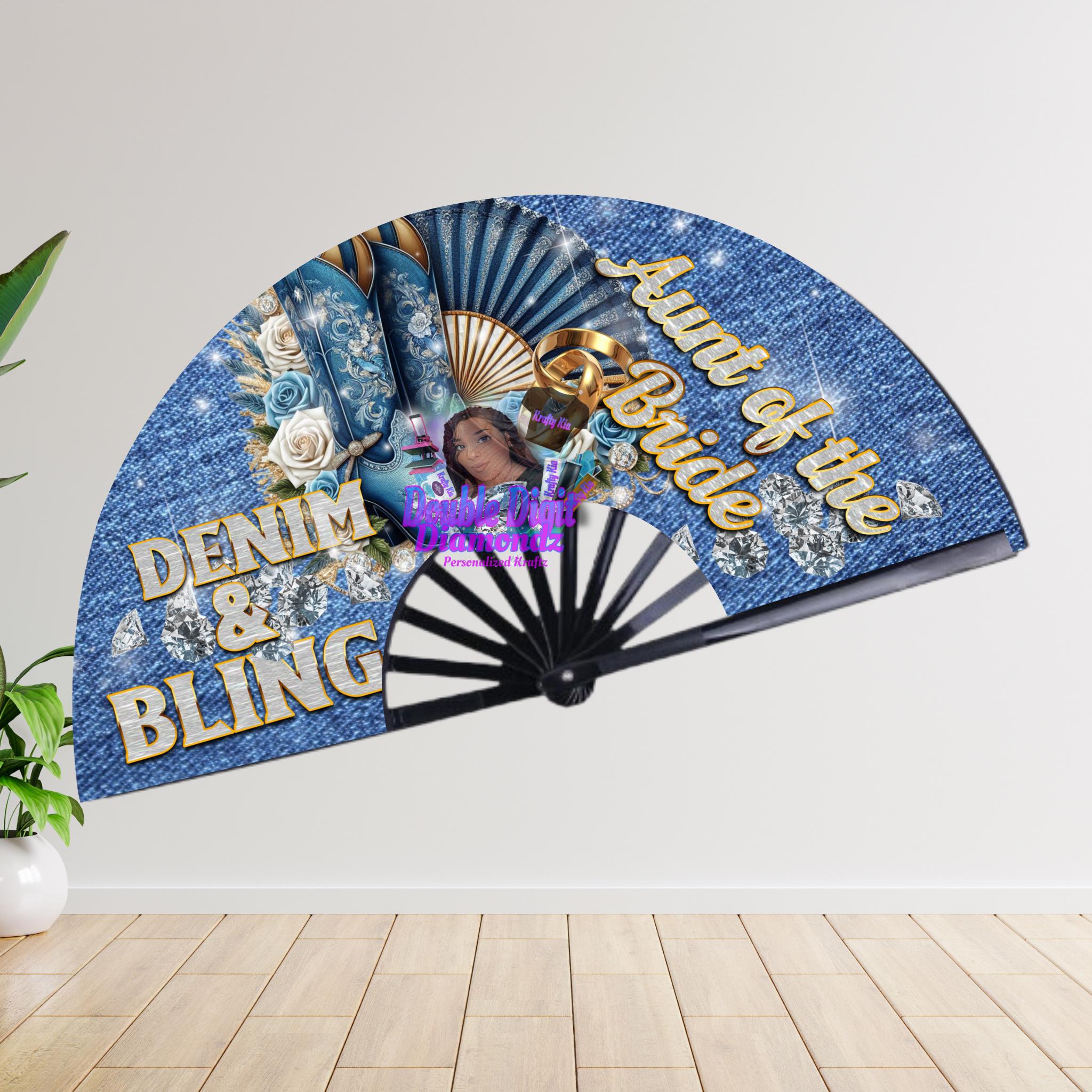 CLACK FAN PNG Bridal  Party Digital Design Bride, Bridesmaids,Mother of Bride, Mother of Groom, and  Aunt of the Bride, Denim and Bling
