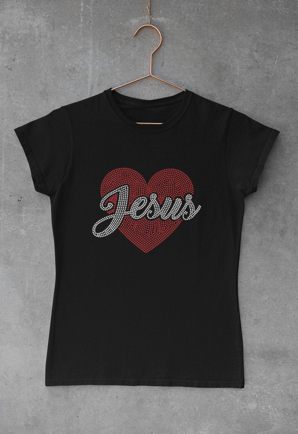 Jesus Rhinestone Heart Tee