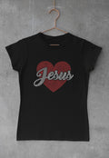 Jesus Rhinestone Heart Tee