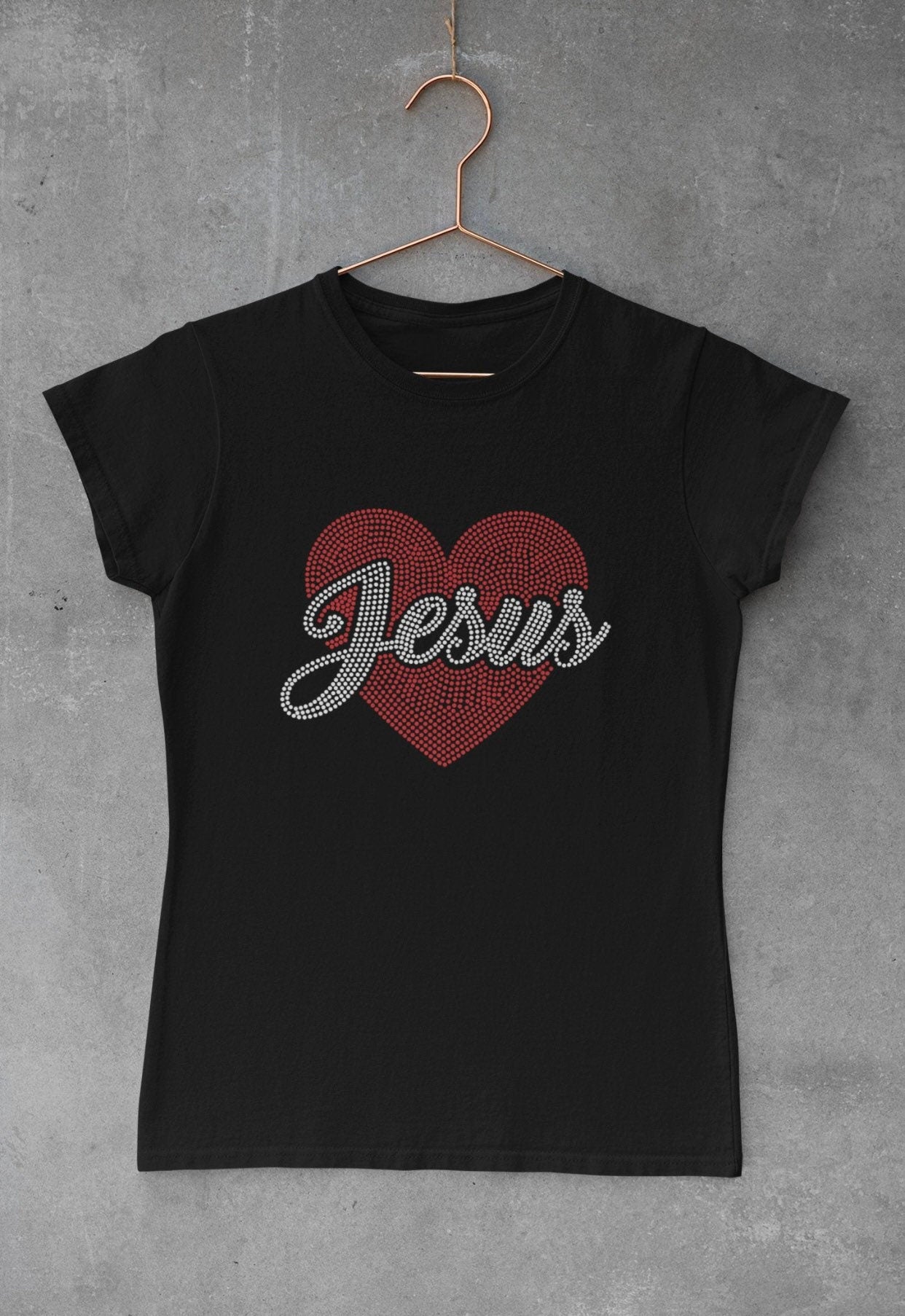 Jesus Rhinestone Heart Tee