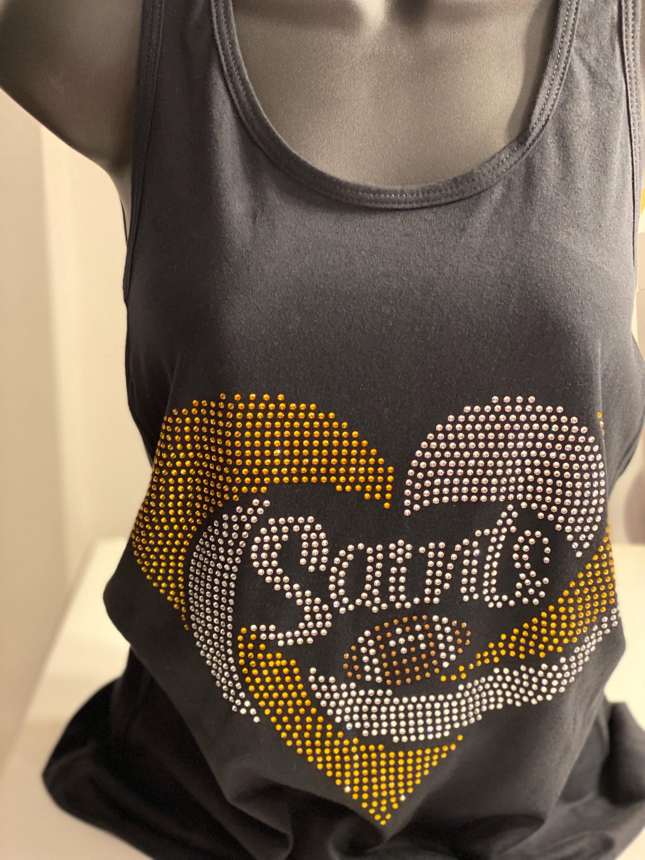 SAINTS  Rhinestone shirt or Tank , heart rhinestone shirt, silver and Gold rhinestone shirt, sparkle shirt, or football rhinestones shirt