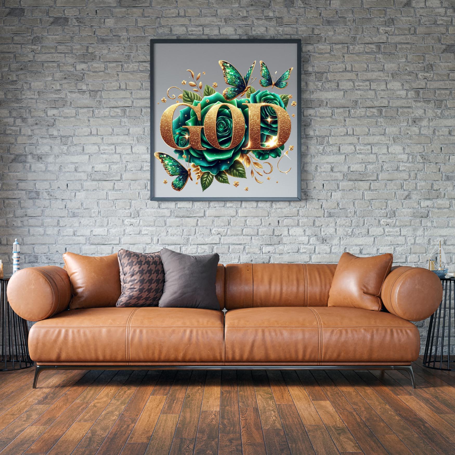 GOD Bundle, beautiful vibrant colors is red, pink, blue, green. yellow, gold  butterfly roses.  motivational, wall art, spiritual PNG