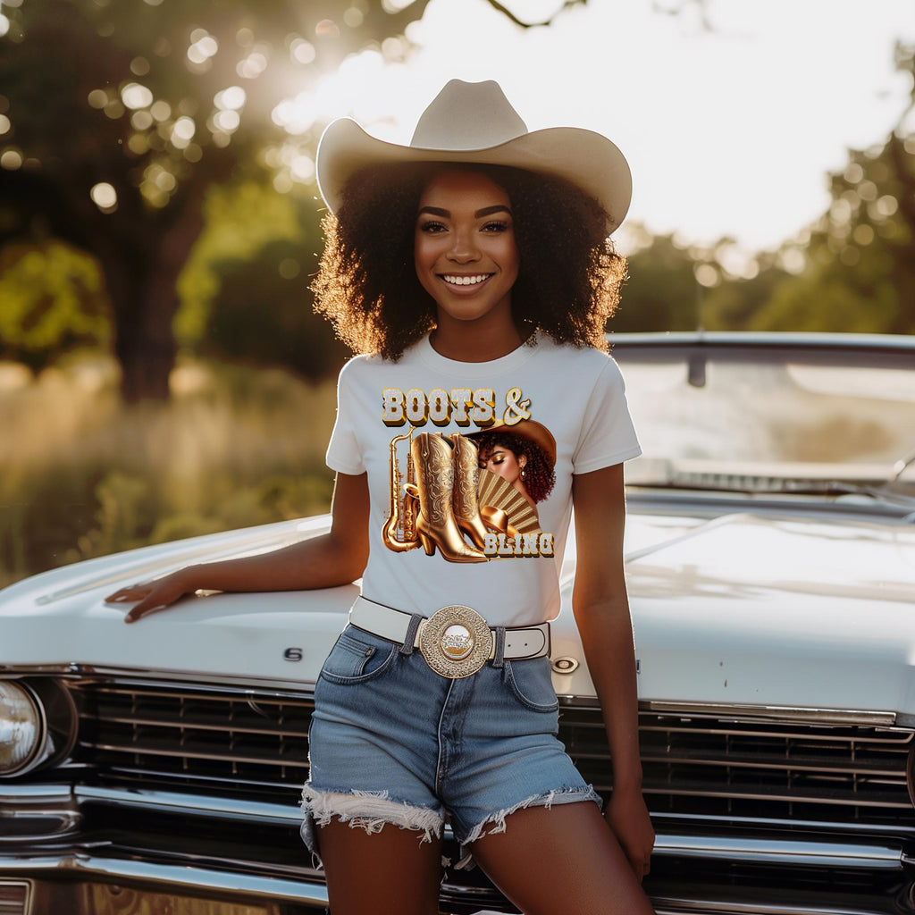 Gold African American Women Boots and Bling  PNG Bundle