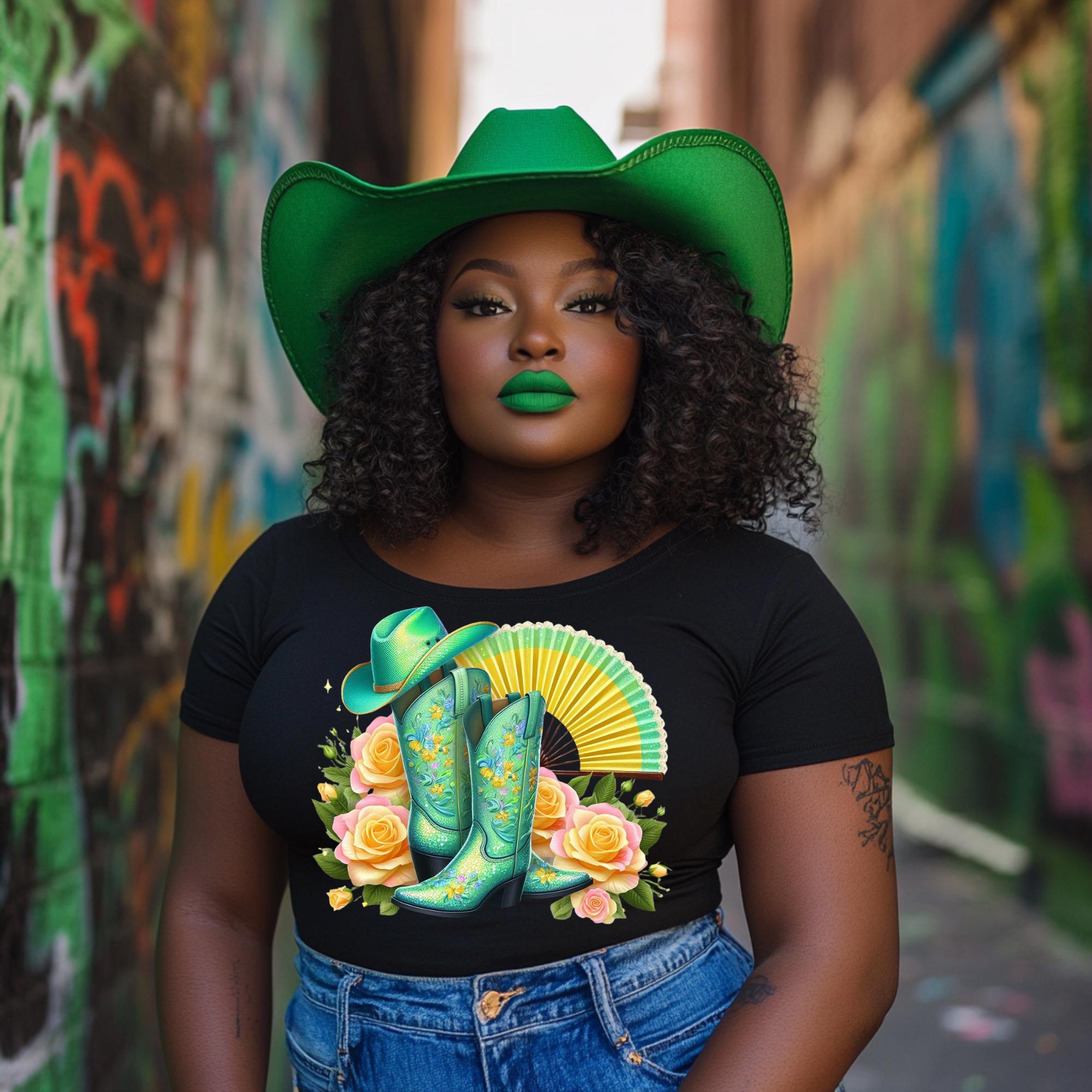 Green and Yellow Pastel  Easter boots on the ground