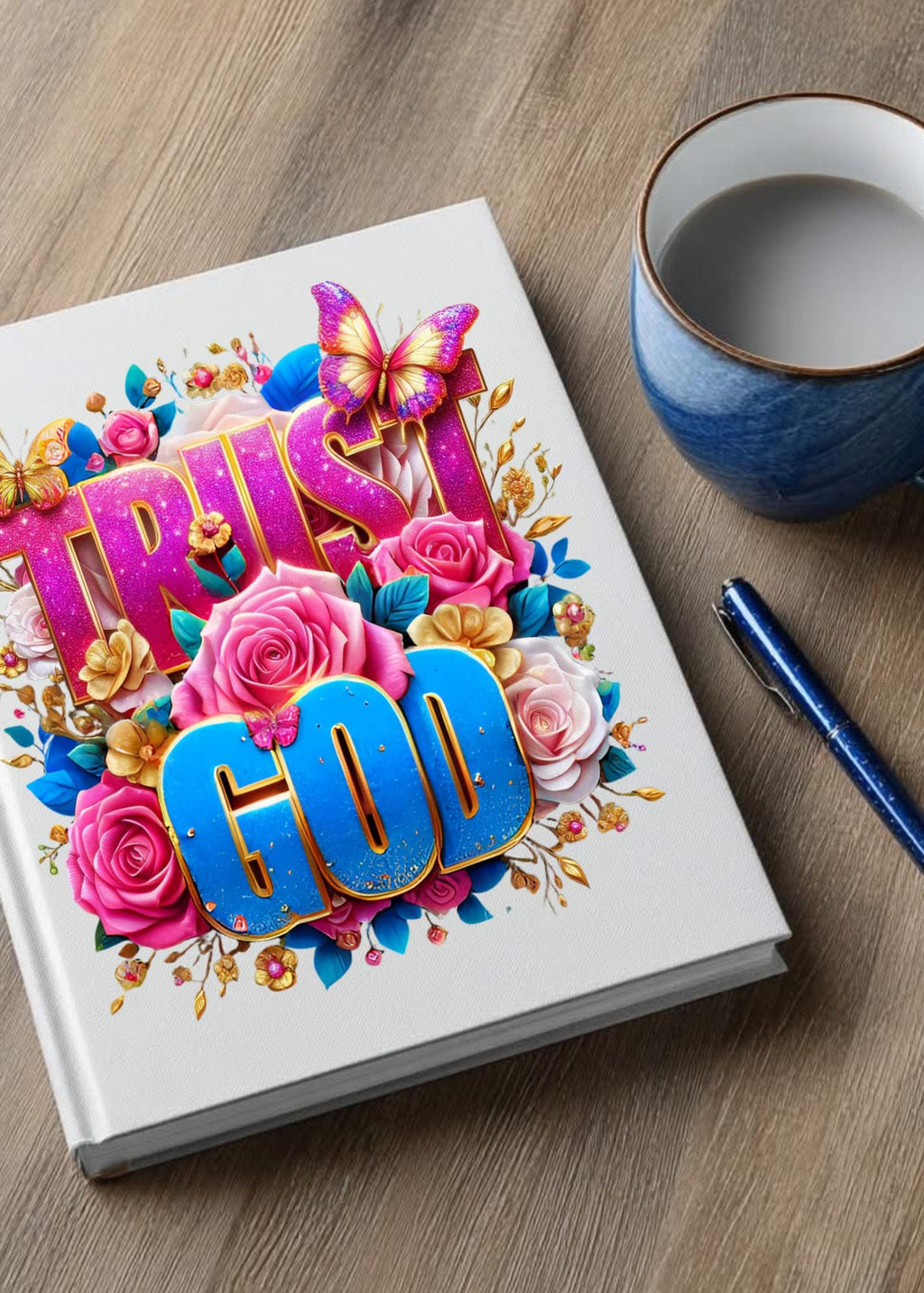 Spiritual UV DTF Transfers, Trust God Floral Design, Journal, Cup, Mug Stickers
