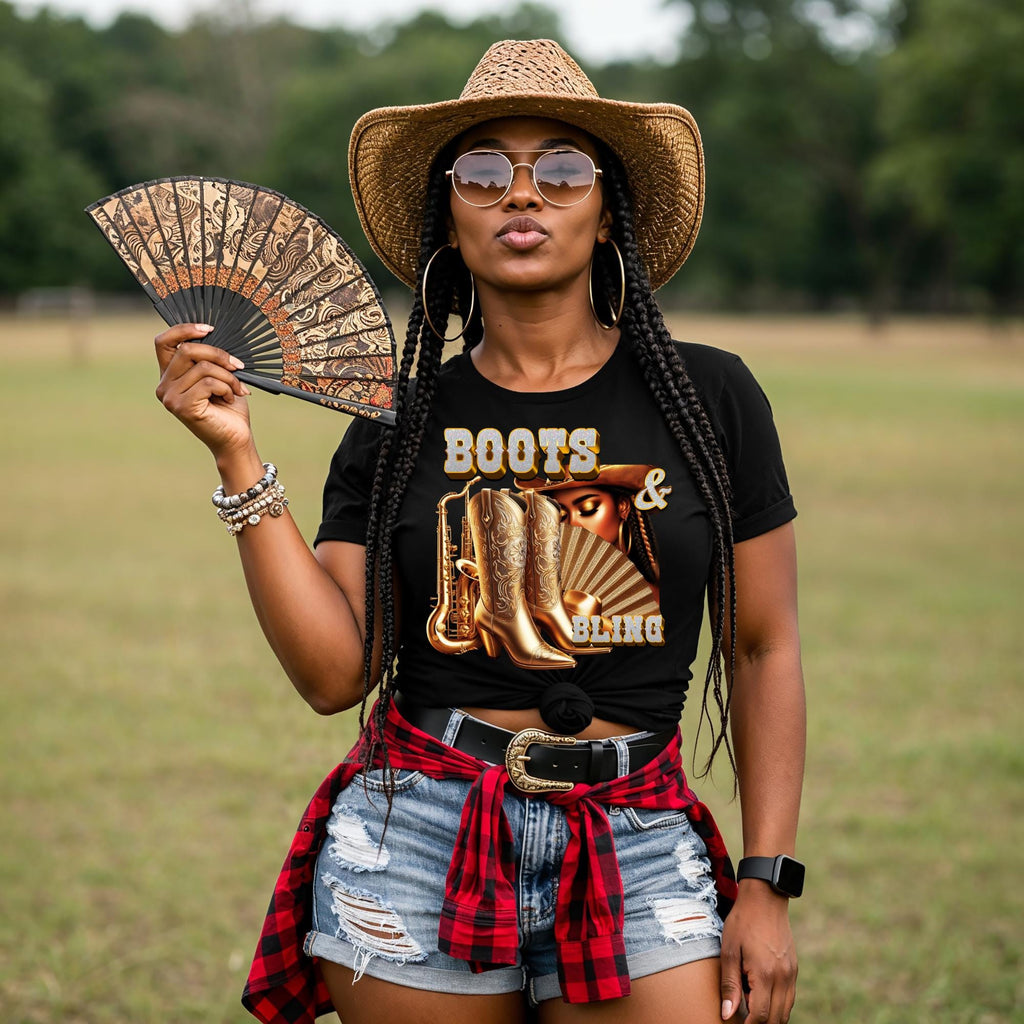 Gold African American Women Boots and Bling  PNG Bundle