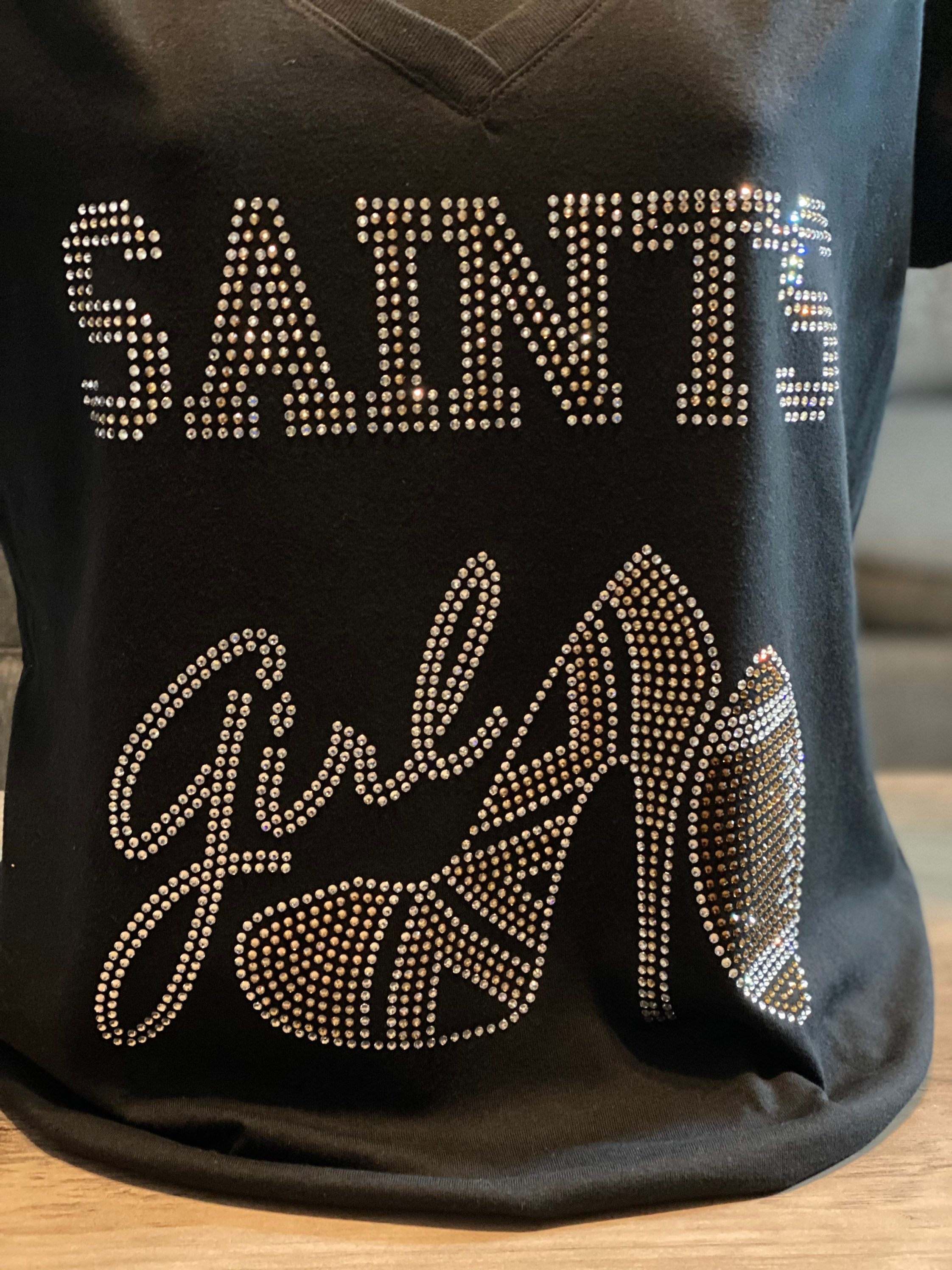 Saints Girl Rhinestone Tee, Diva Heel Design
