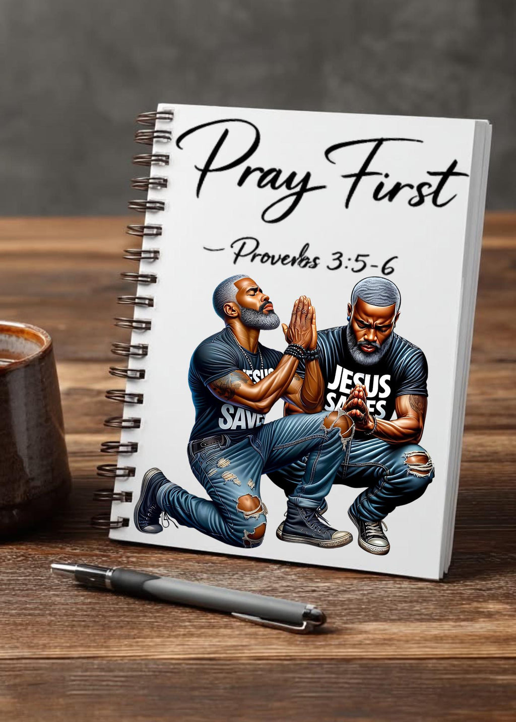Praying Men UV DTF Transfer Stickers, Tumbler/Mug/Journal Decals